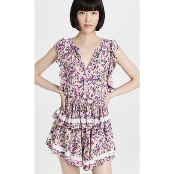 Sokie Collective Sz L The Mini Flicker Dress Light Pink Floral Coquette - Picture 2 of 15